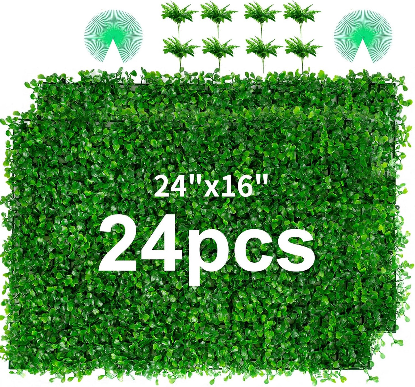 24PCS Artificial Boxwood Hedge Panels for Garden and Fence Decor