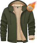 MAGCOMSEN Men's Fleece Hoodie Sherpa Jacket - Warm Windproof Coat