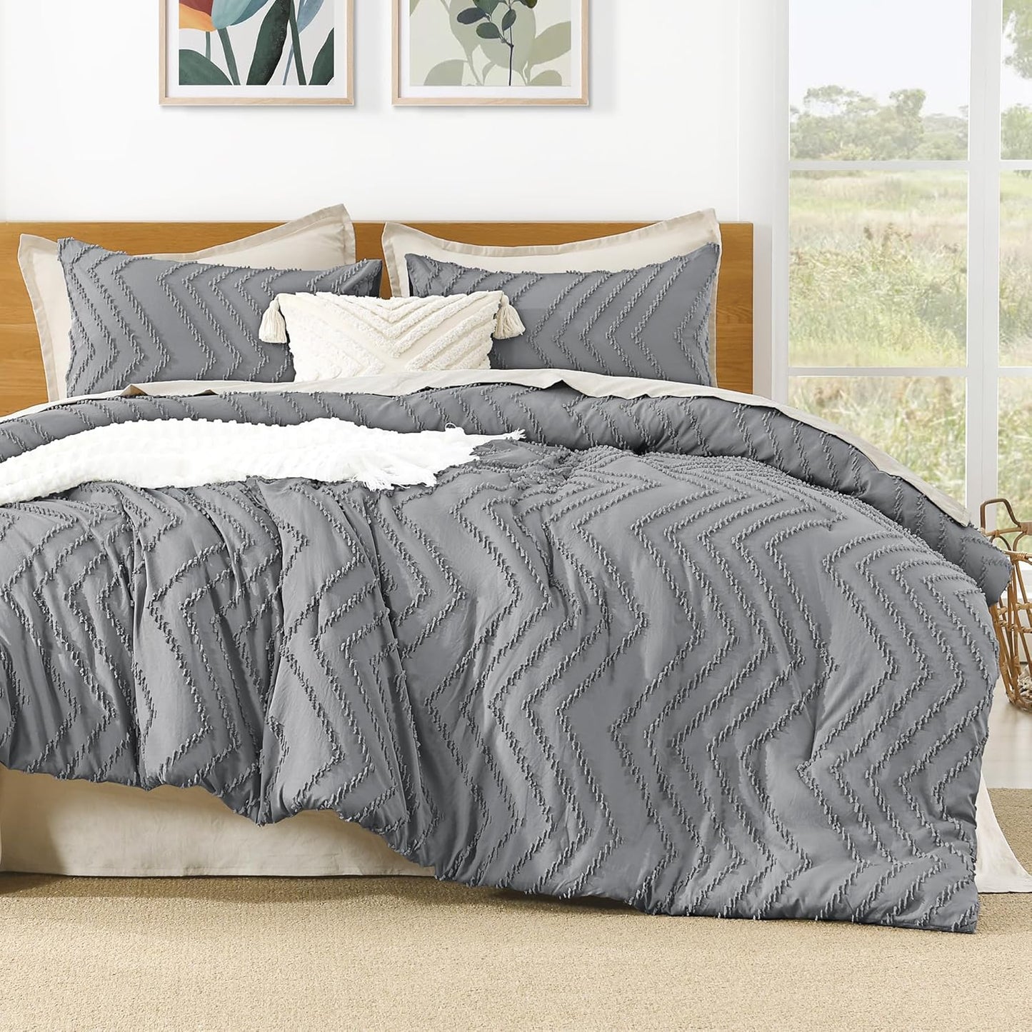 Litanika Gray King Comforter Set for Cozy Year-Round Comfort