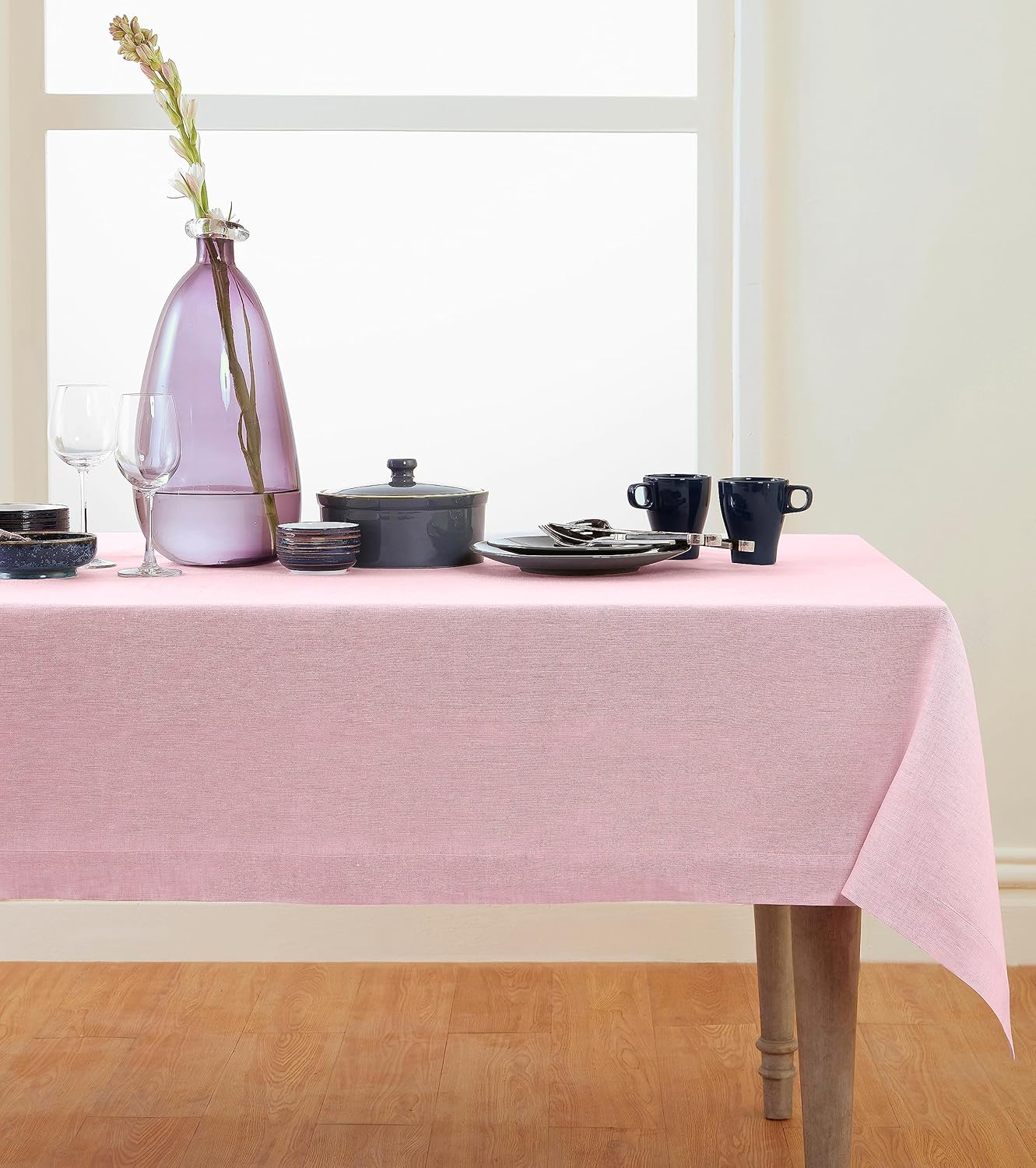 Linen Tablecloth 60 x 132 Inch Bubblegum Pink for Halloween