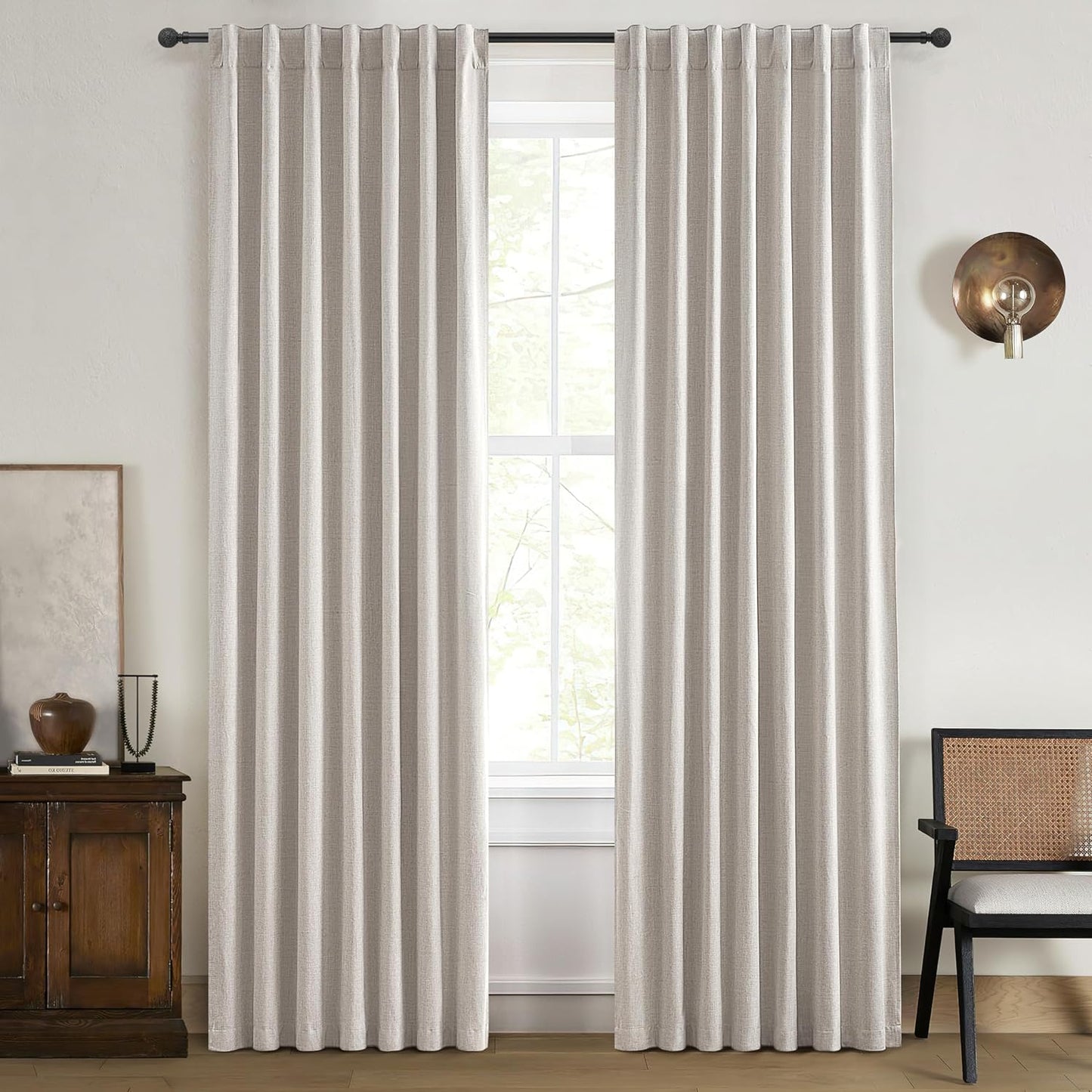 Modern Neutral 90 Inch Blackout Sliding Glass Door Curtains
