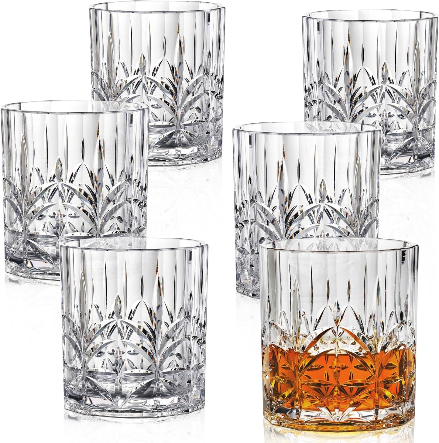 Unbreakable Plastic Whiskey Glasses Set of 6 for Outdoor Use
