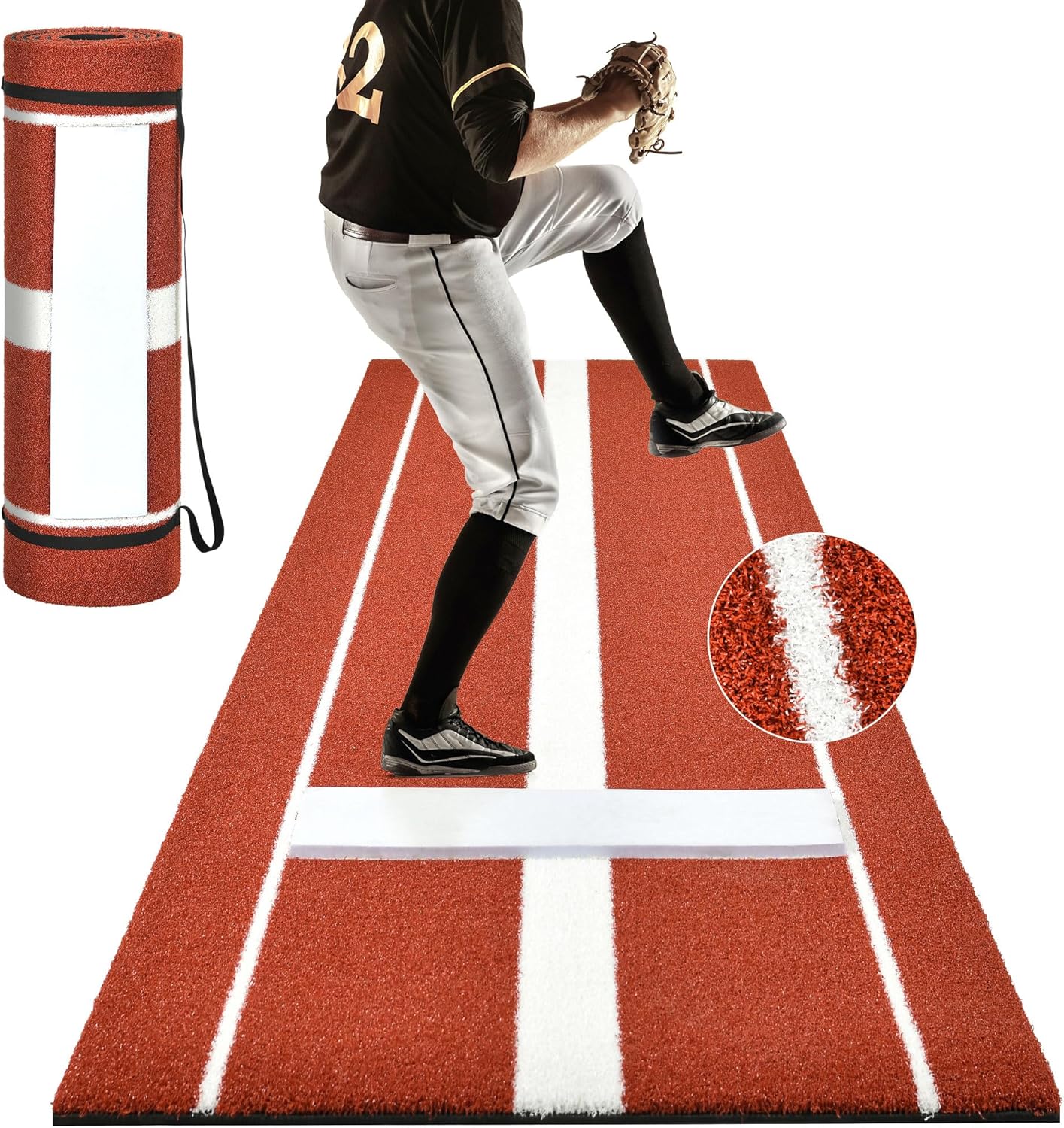 Softball Pitching Mat for Indoor Outdoor Training, 10 x 3 FT