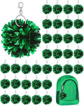 Cheer Pom Pom Keychain Bulk Pack - 40 Metallic Green Charms