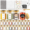 Spice Jars with Label Set 4 oz 24 pcs - Airtight Bamboo Lids