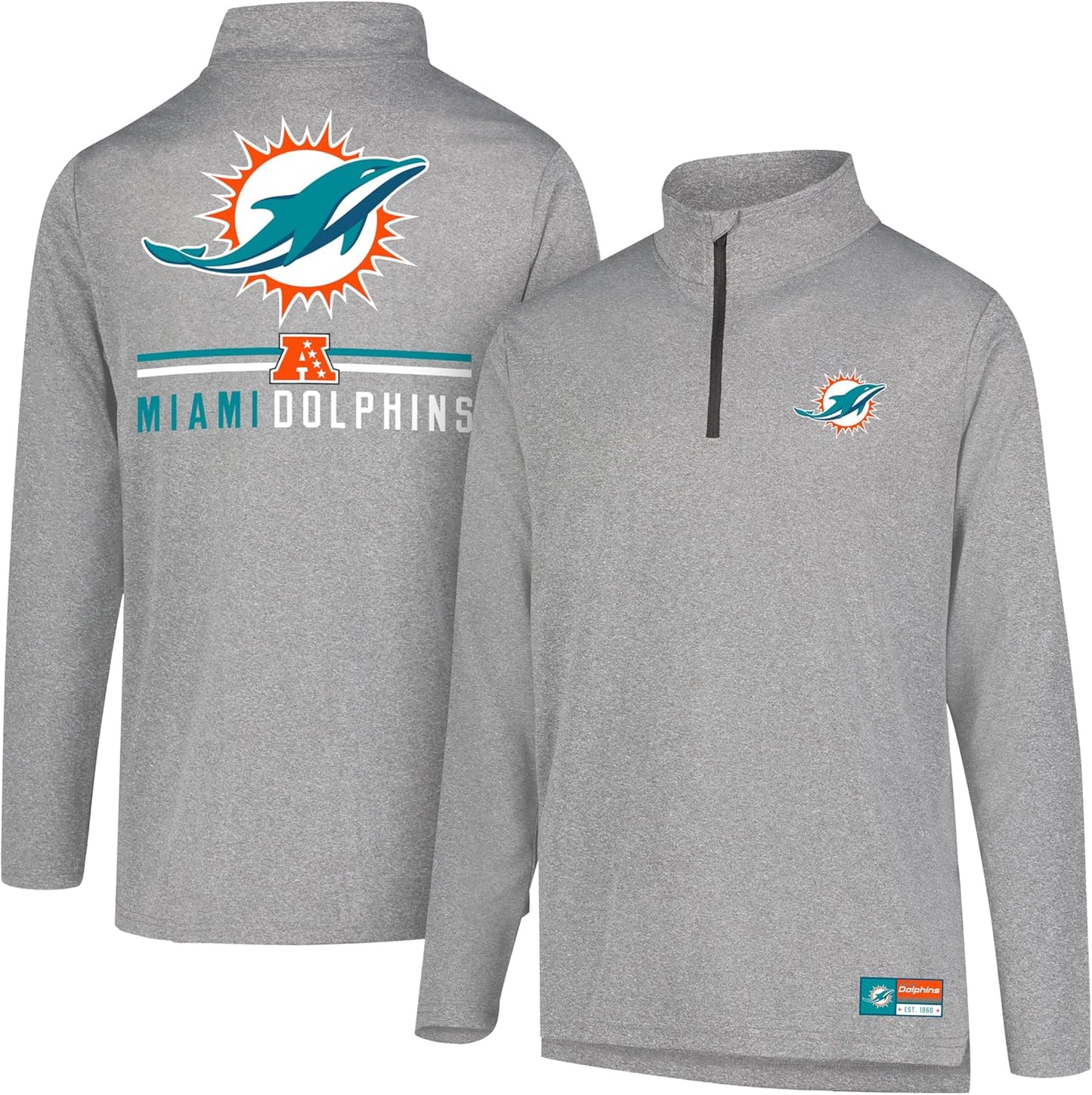 Ultra Game NFL Official Super Soft Quarter Zip Long Sleeve T-Shirt