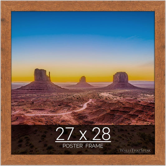 27x28 Light Walnut Rustic Pine Picture Frame for Art and Photos
