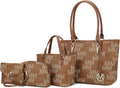MKF Collection Alexy Tote Bag 4Pc Set - Stylish Vegan Leather Tote