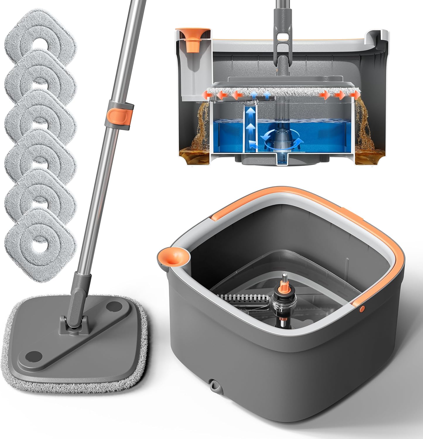 KZKR Spin Mop and Bucket Set for Easy Cleaning and Care