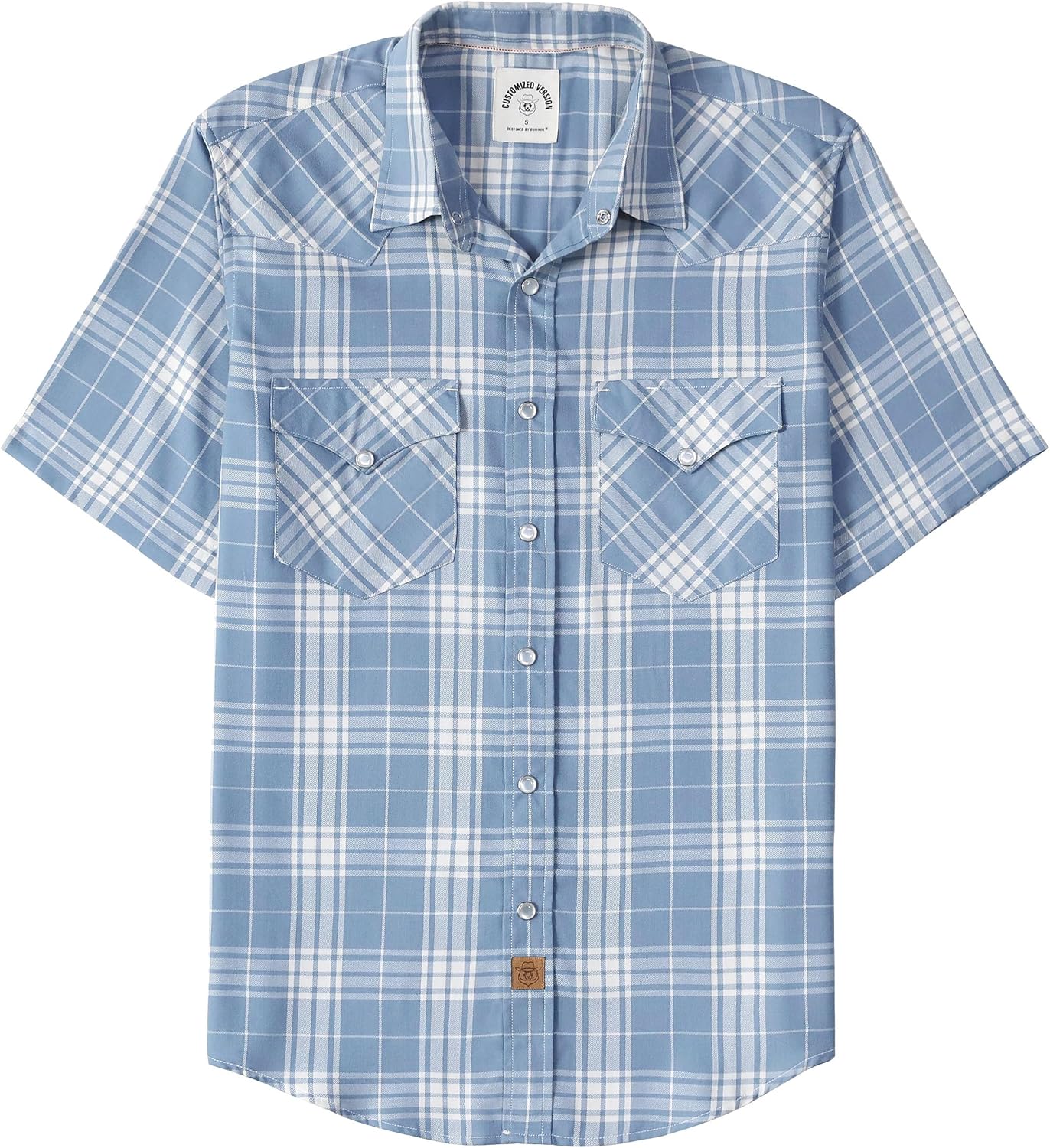 Stylish Mens Short Sleeve Western Cowboy Plaid Snap Shirts