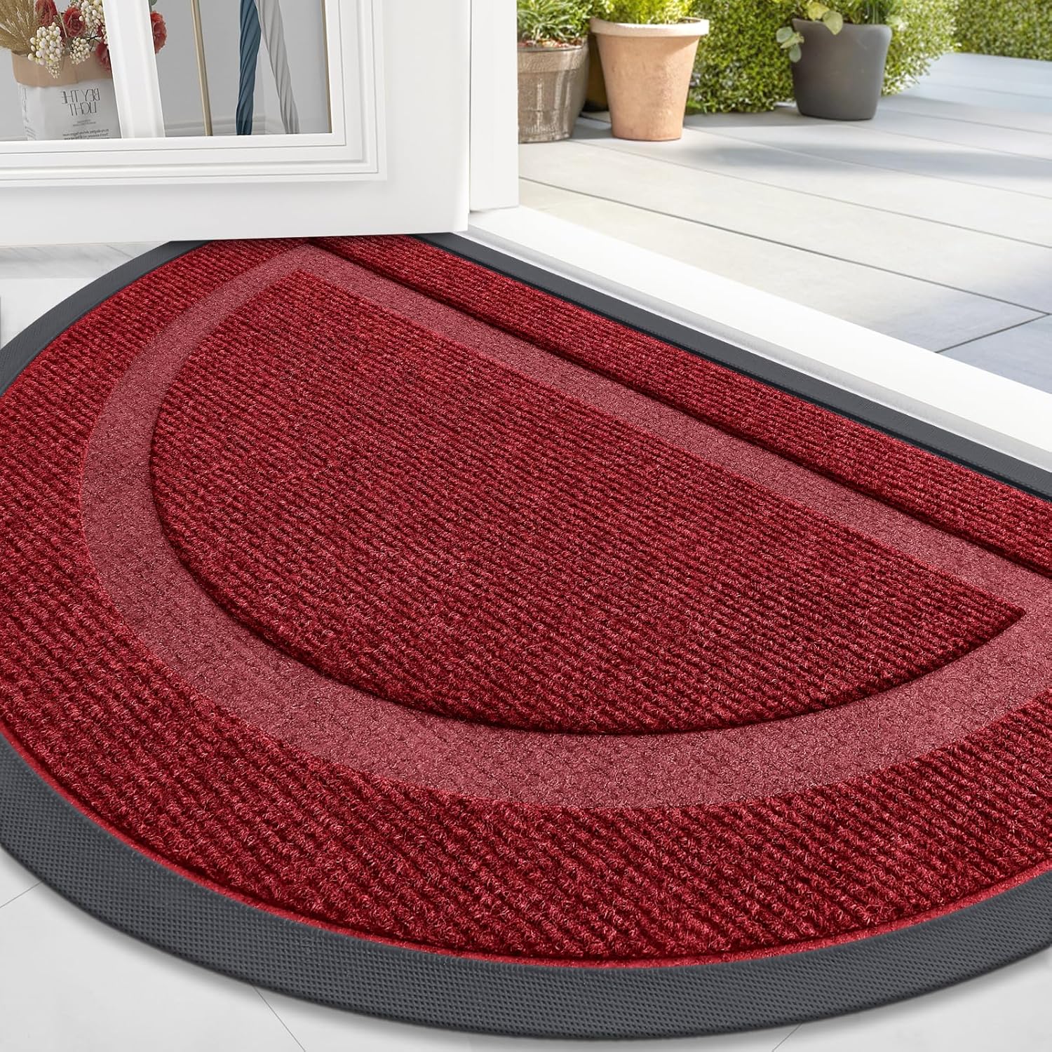 OLANLY Half Circle Door Mat for Indoor Outdoor Use, Waterproof