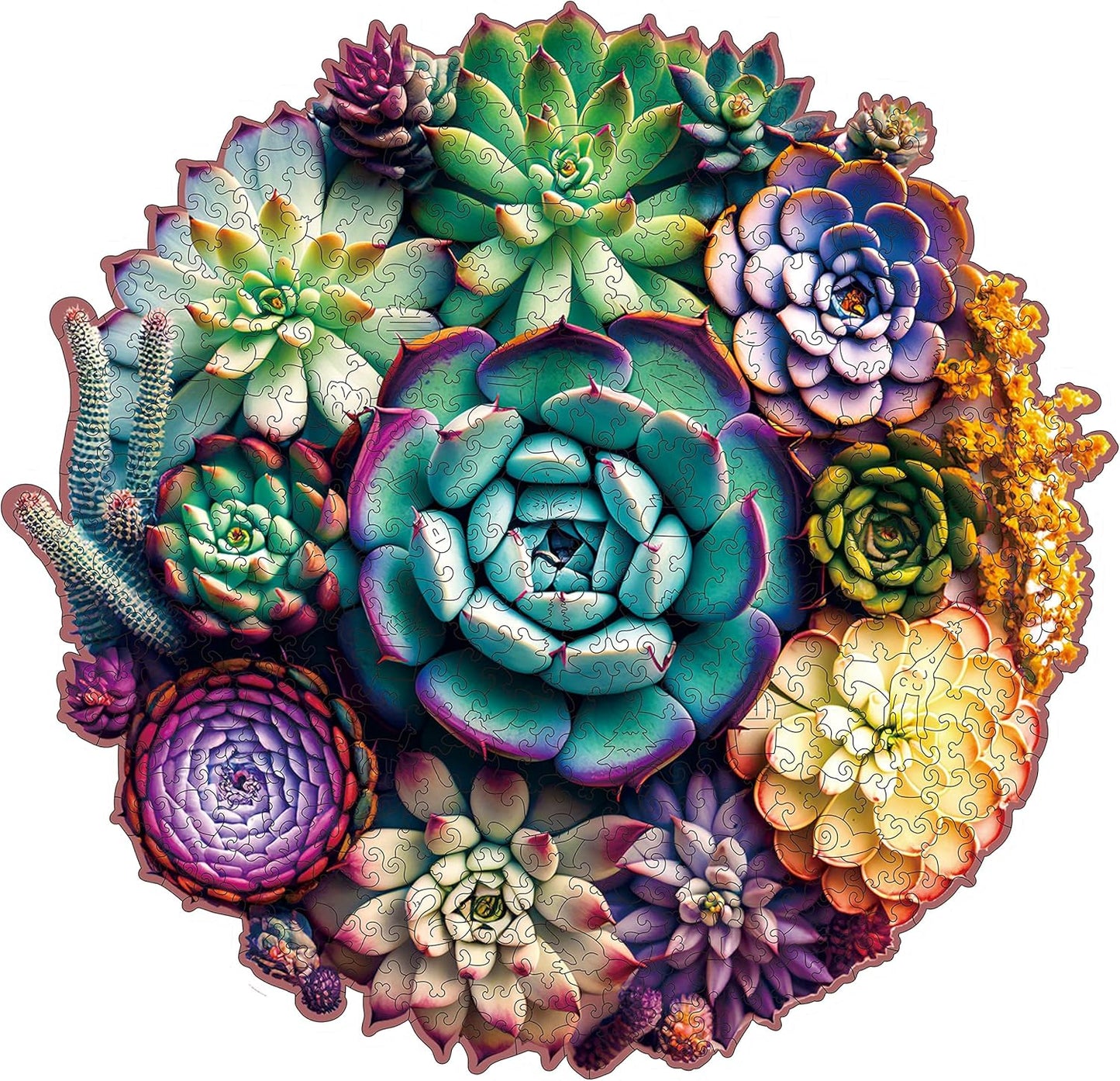 Mys Aurora 1000 Piece Mandala Succulent Wooden Puzzle Gift