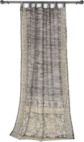 Light-Filtering Sari Curtains 84in x 42in Gray Black - Boho Window