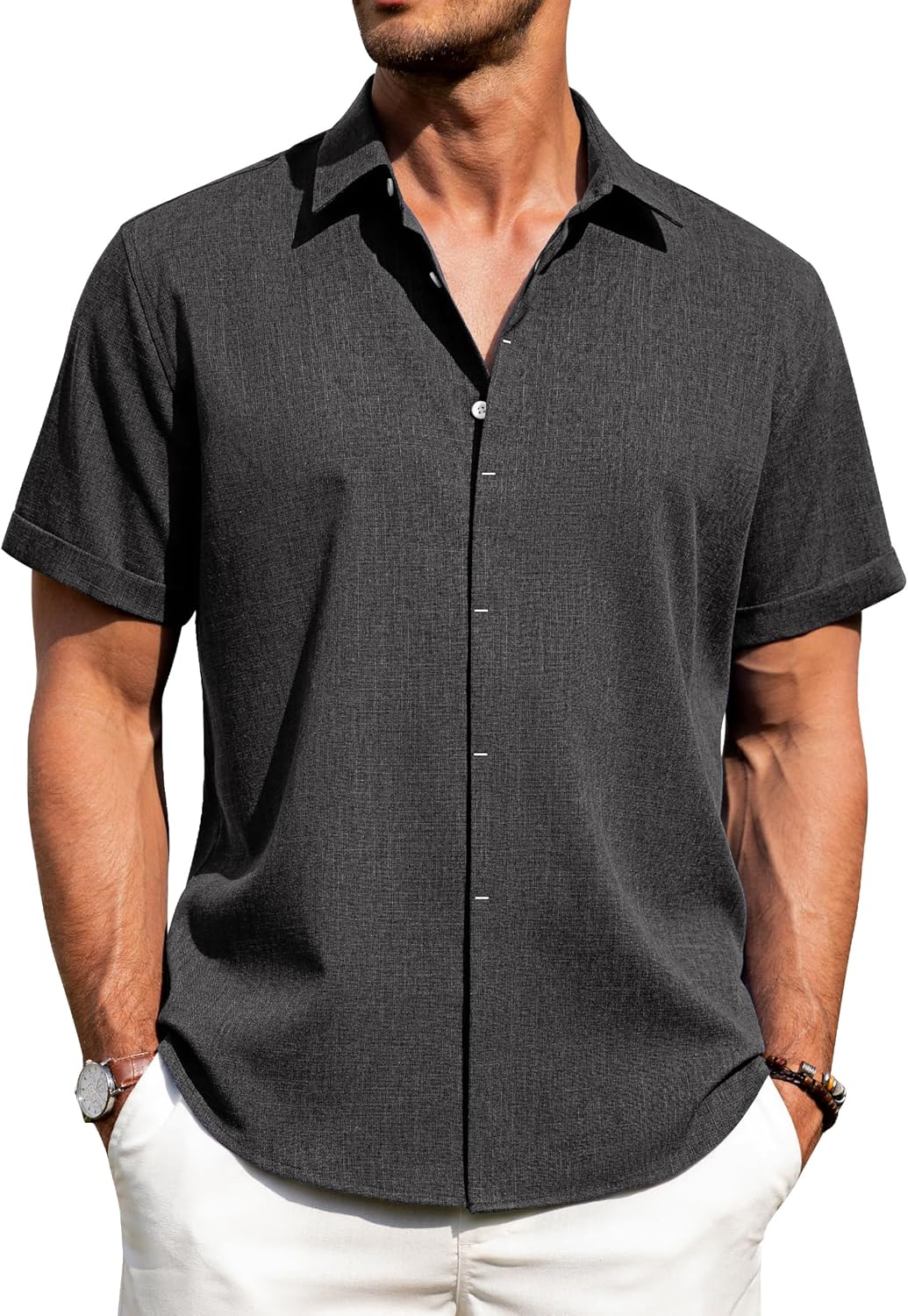 J.VER Men's Linen Shirts for Casual Summer Beach Weddings