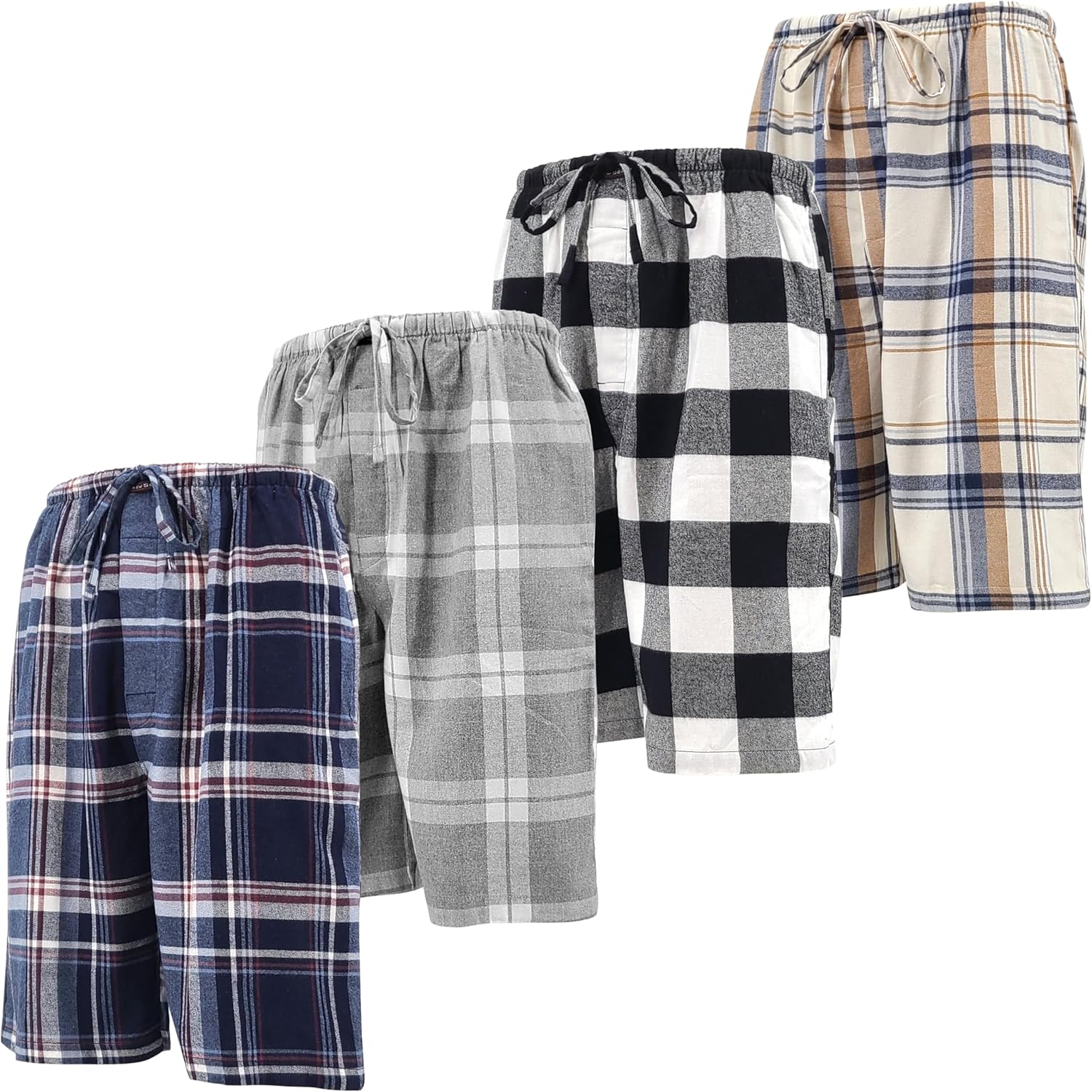 Andrew Scott Men's Cotton Flannel Lounge PJ Shorts with Pockets