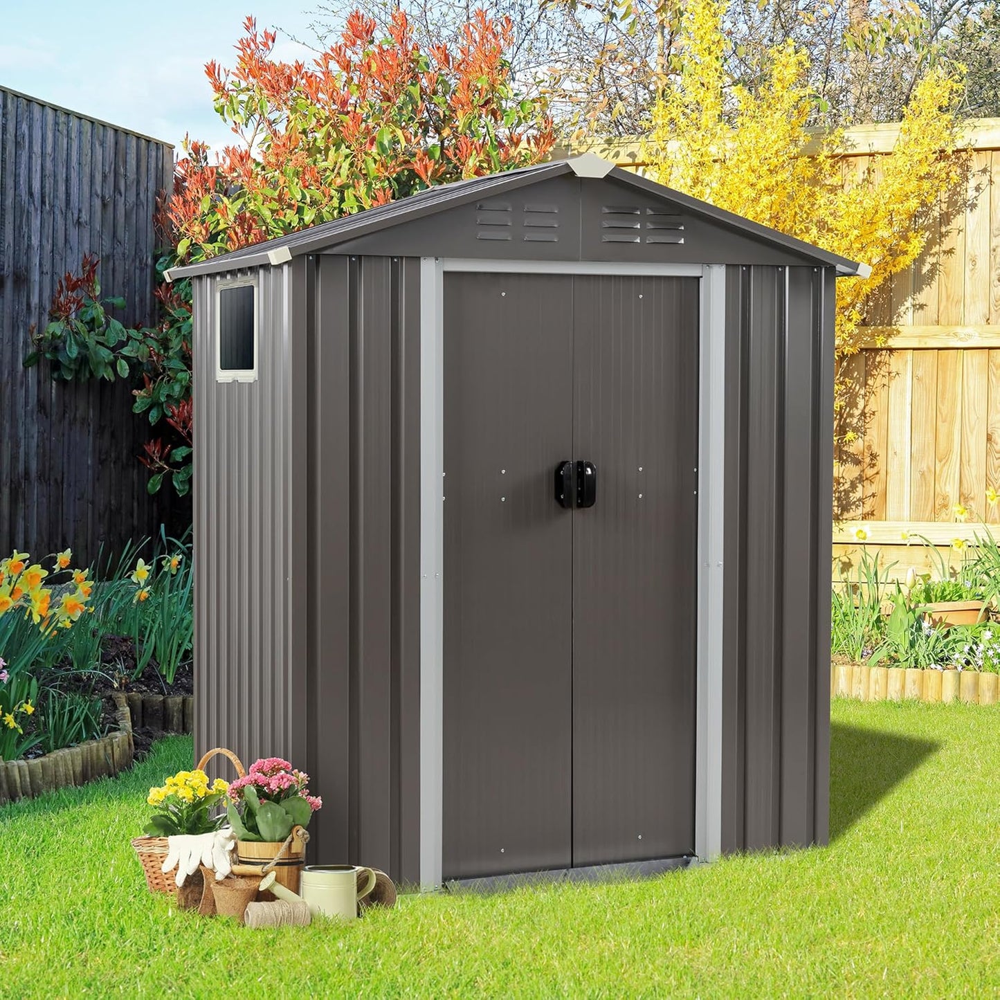 Vongrasig Outdoor Storage Shed for Garden and Backyard Use