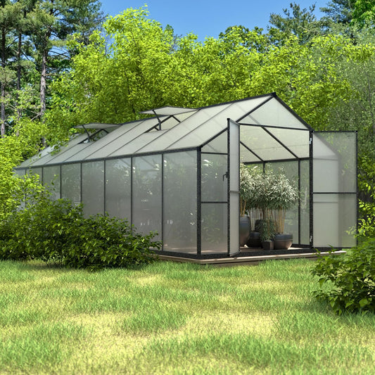 VEIKOU 8x16 FT Polycarbonate Greenhouse - 2 Vents, Aluminum Frame