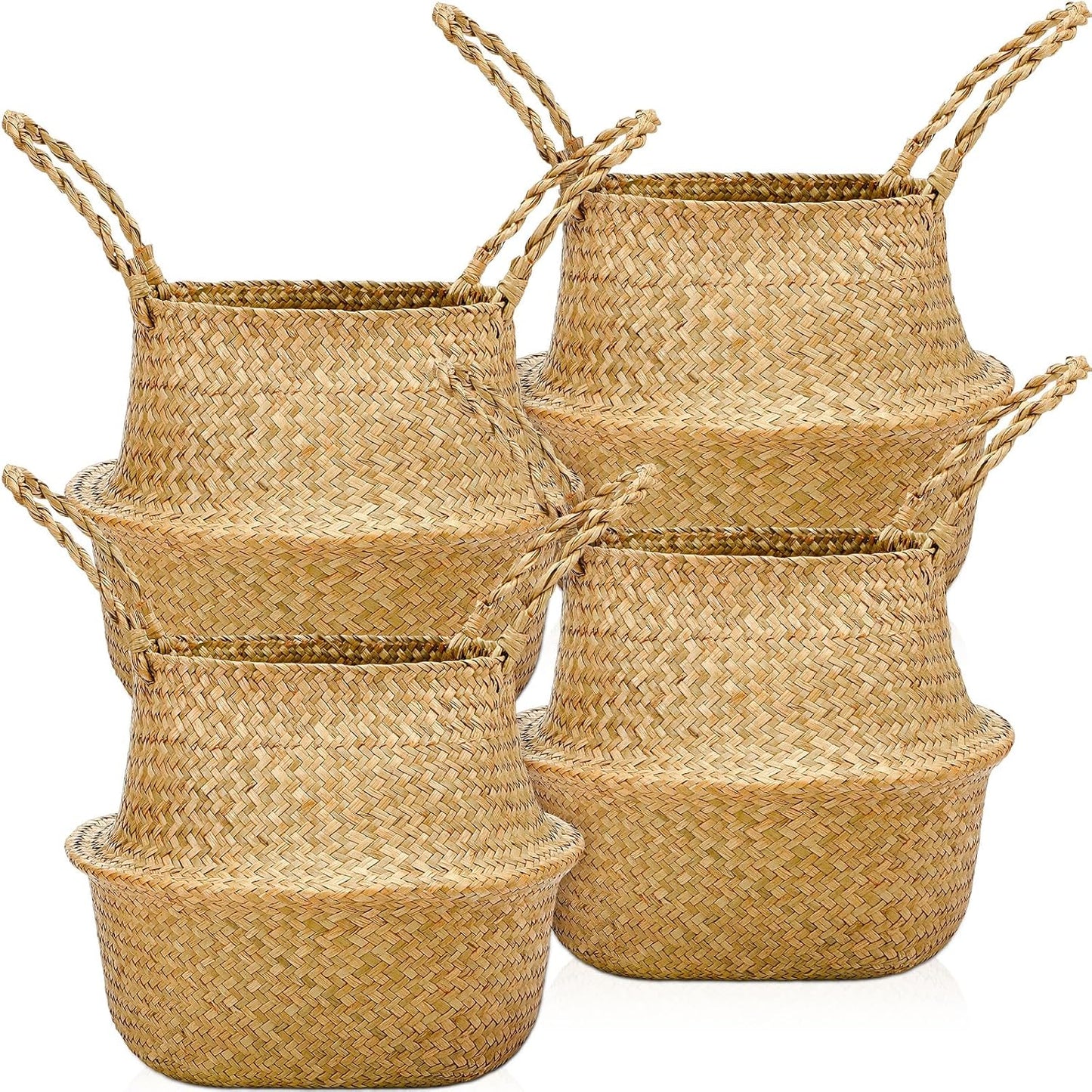 Qunclay Woven Seagrass Baskets for Indoor Plant Decor