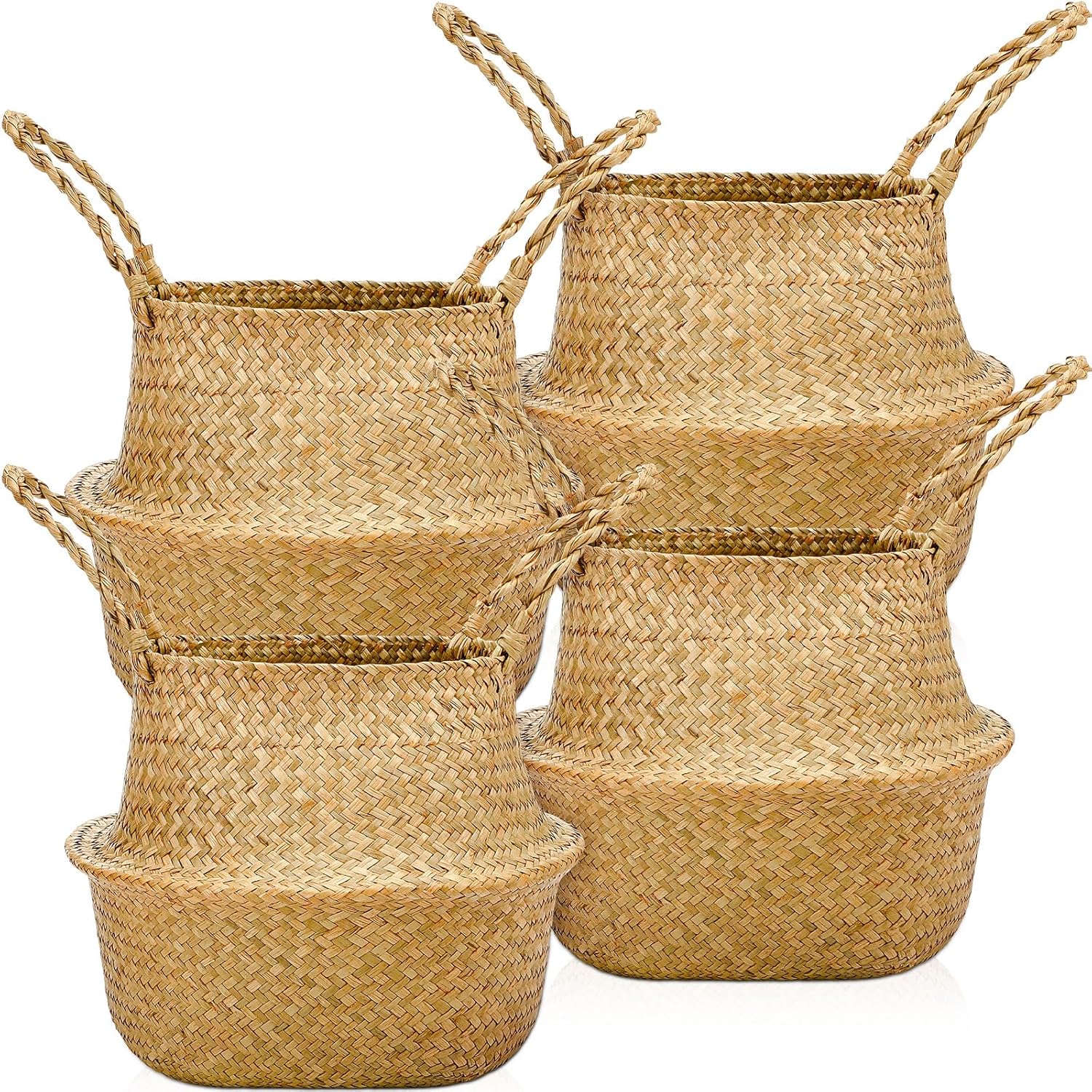 Qunclay Woven Seagrass Baskets for Indoor Plant Decor