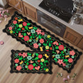 Scalloped Black Kitchen Mats 2PC Cushioned Anti-Fatigue Set - Boho