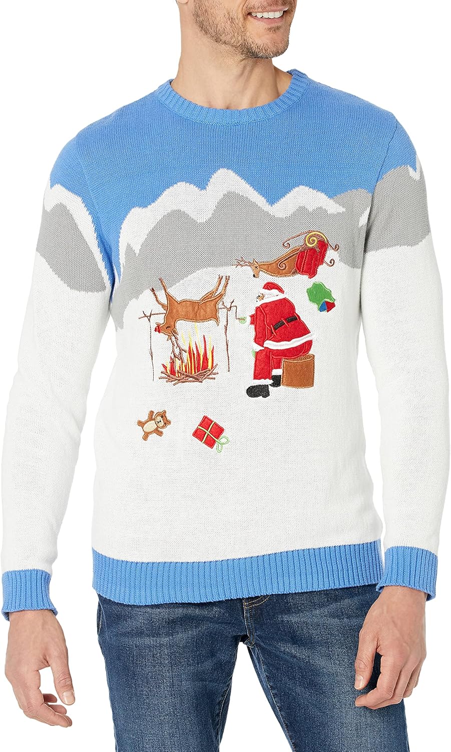 Blizzard Bay Reindeer Ugly Sweater - Festive Mens Apparel