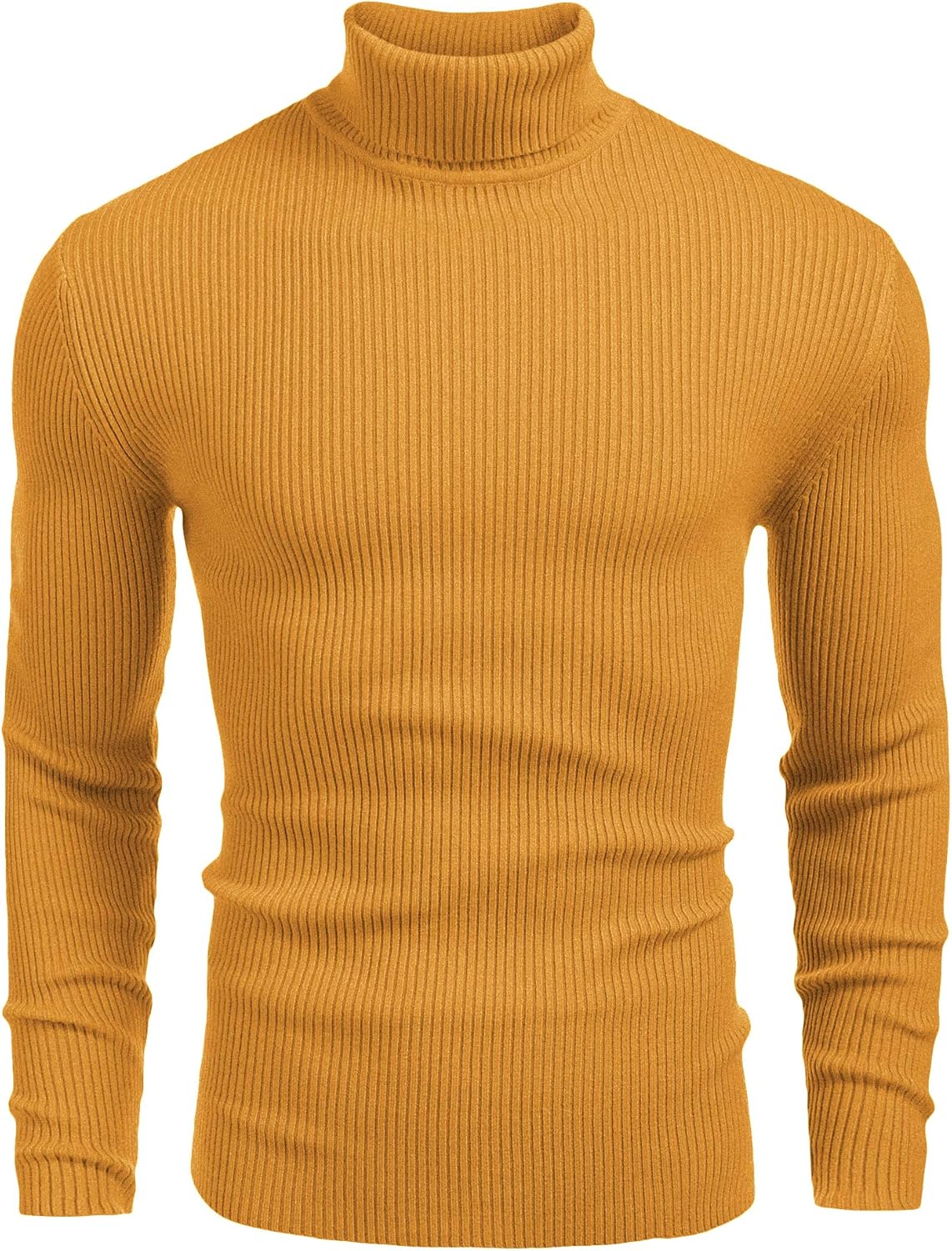 COOFANDY Mens Ribbed Slim Fit Knitted Pullover Turtleneck Sweater