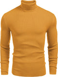 Mens Ribbed Slim Fit Knitted Turtleneck Sweater - Comfortable & Warm