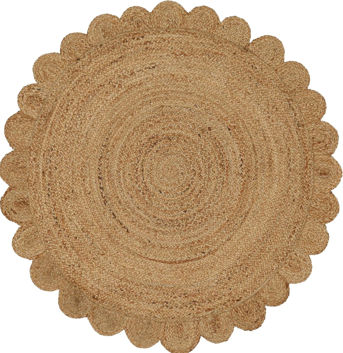 Hand Woven Jute Braided Scalloped Rug for Cozy Spaces