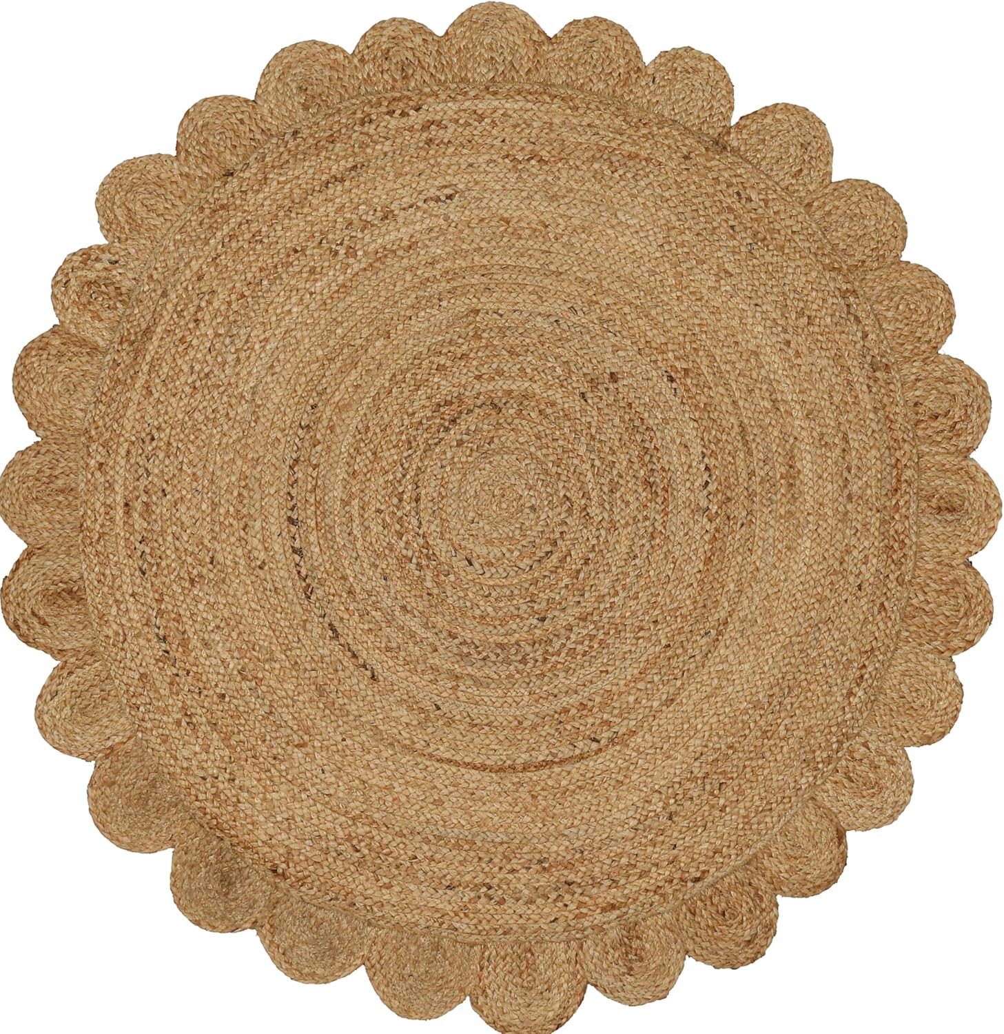 Hand Woven Jute Braided Scalloped Rug for Cozy Spaces