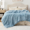 Bedsure GentleSoft Fluffy Light Blue Blanket for Cozy Comfort