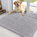 Dog Door Mat 36x24 Light Grey - Chenille Mud Mat for Paws