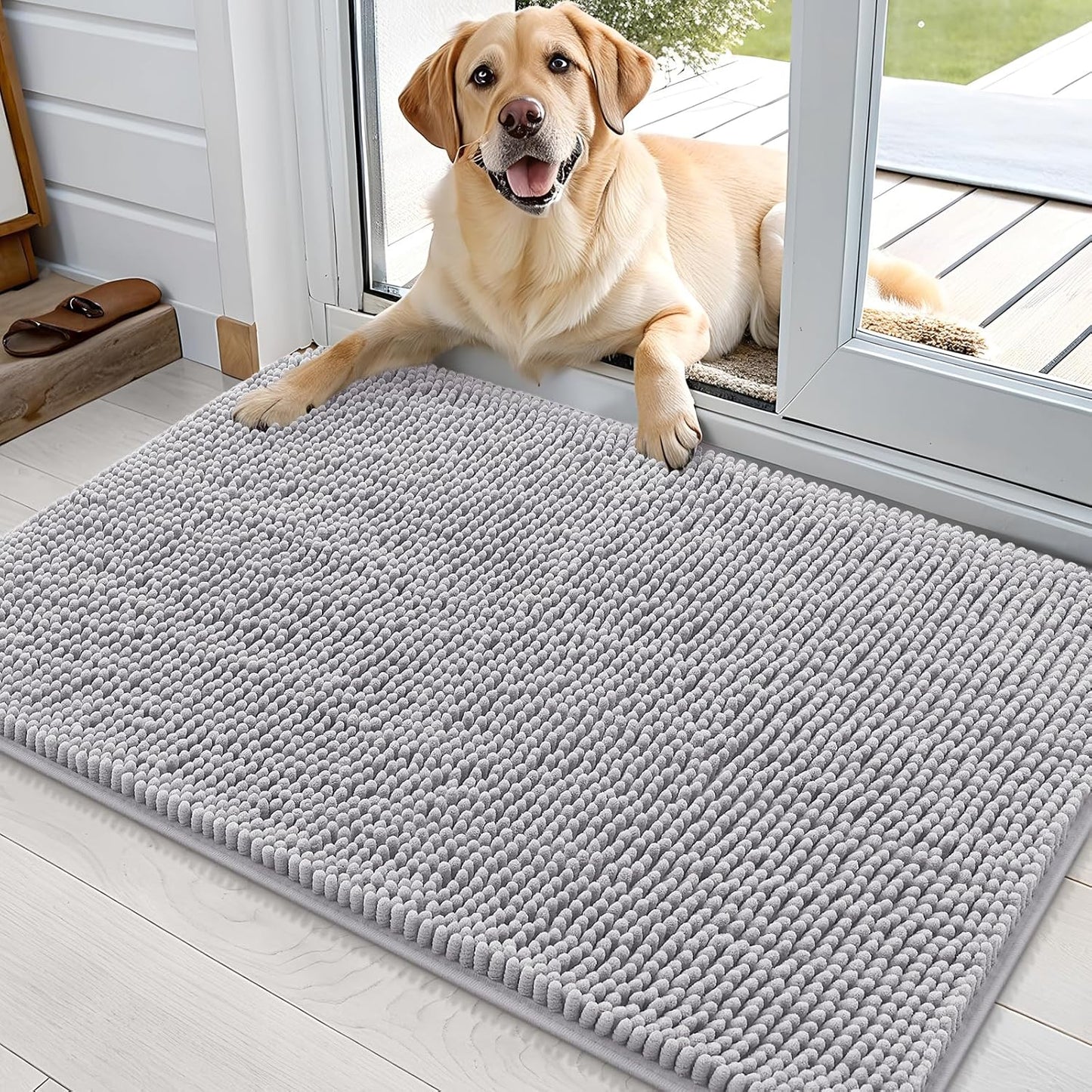 OLANLY Dog Door Mat for Muddy Paws - Absorbent Chenille Mat