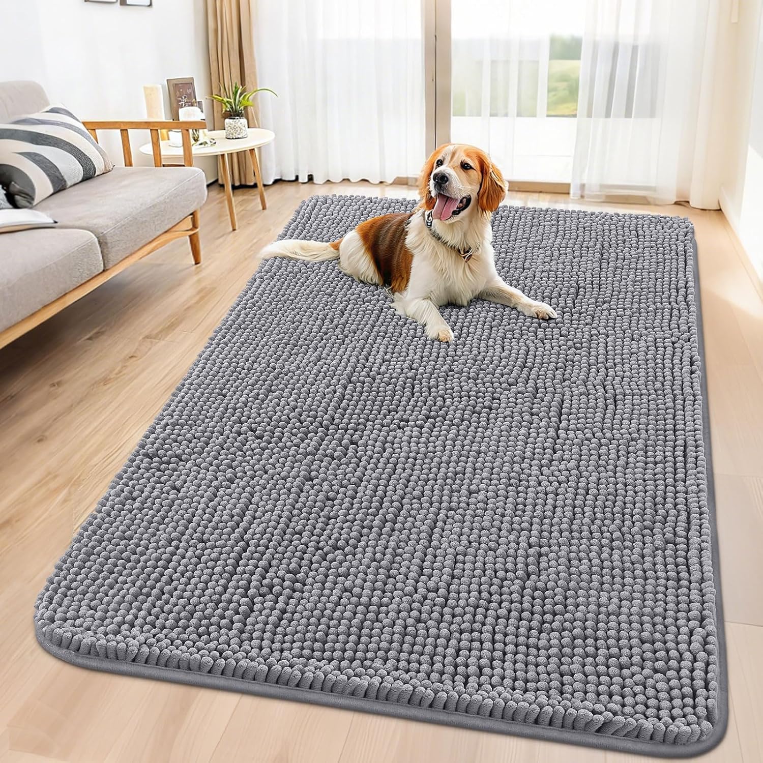 Smiry Dog Door Mat for Muddy Paws 59x35, Absorbs Dirt and Moisture