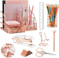 Rose Gold Desk Organizers and Accessories Set - Stylish Office Kit