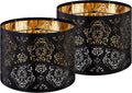 GO&SO Drum Black Lamp Shade 13 in - Laser Cut Floral Linen