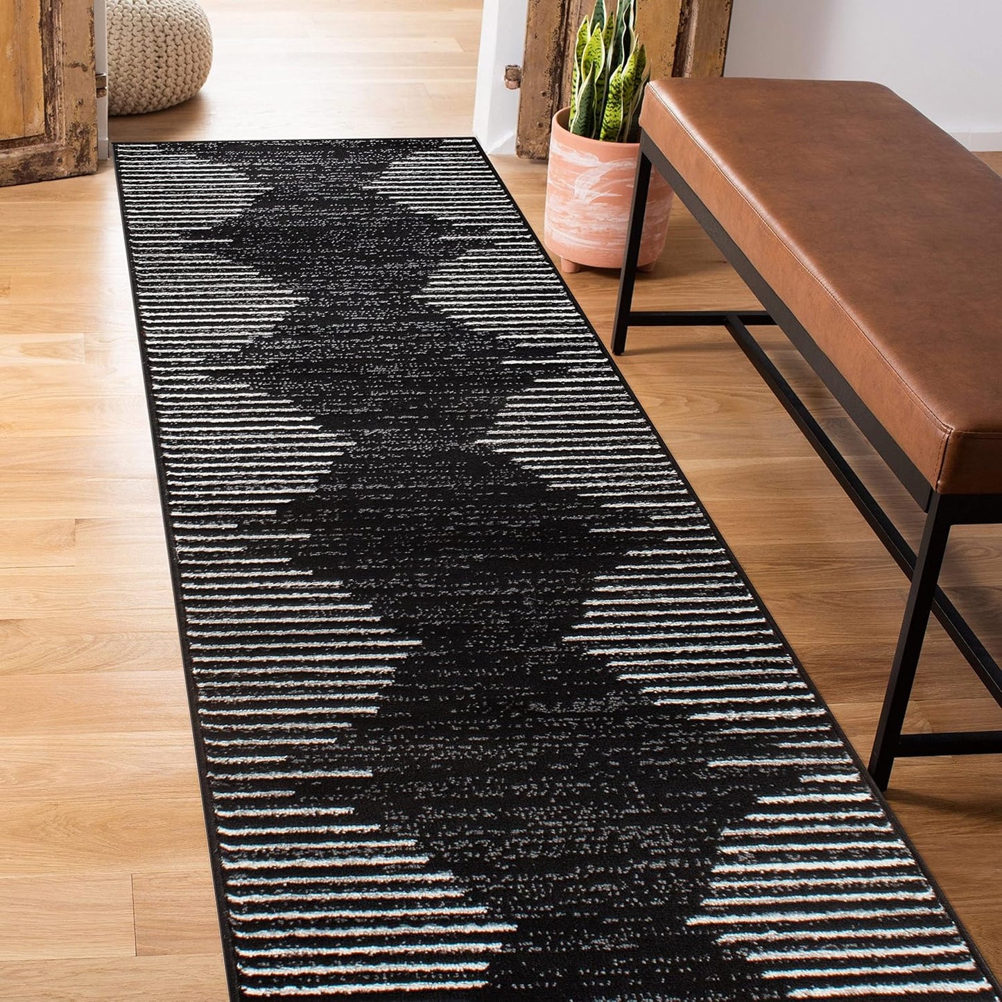 Rugshop Bohemian Stripe Runner Rug for High Traffic Areas