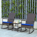 Outdoor Rocking Chairs Set - 3 High-Back Patio Rockers with Table