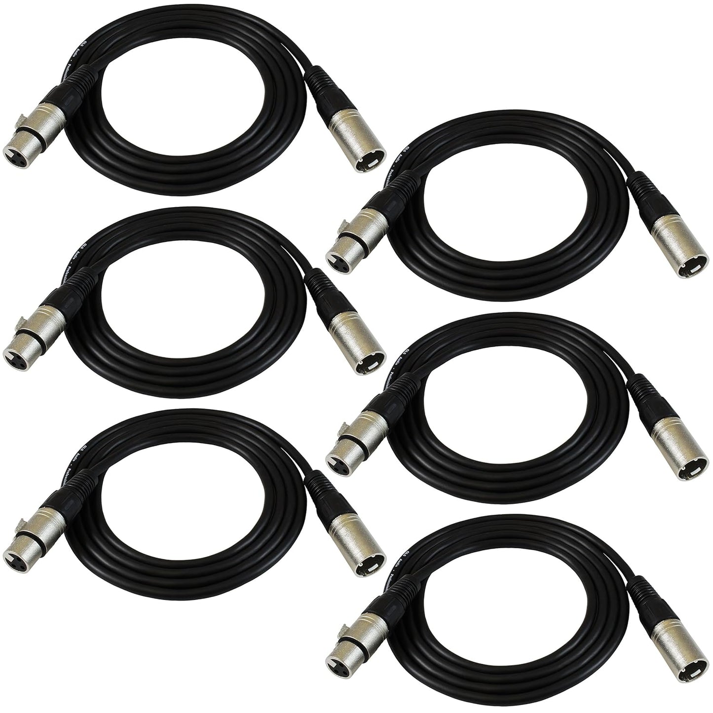 GLS Audio 6ft Patch Cable Cords - XLR Male to Female Cables