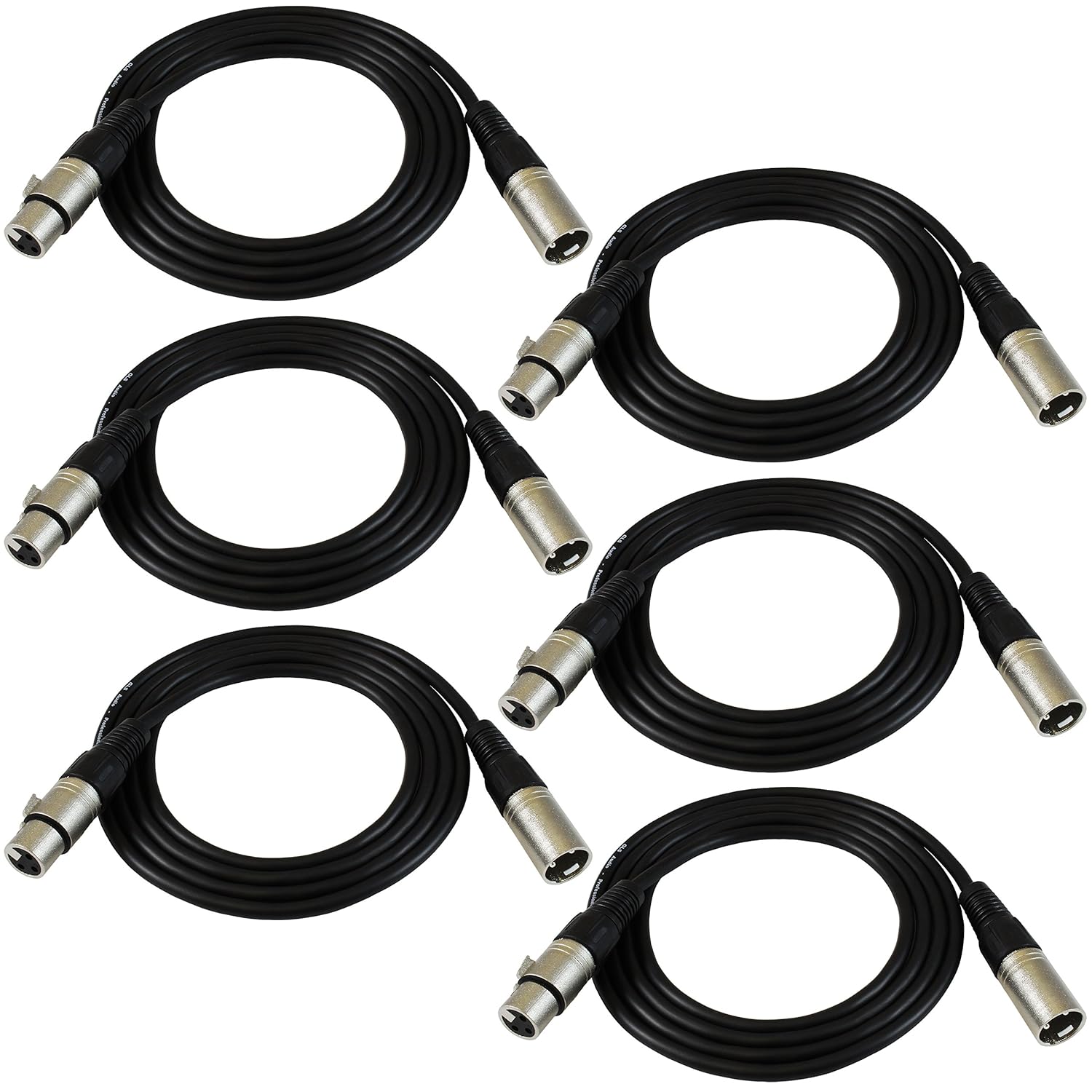 GLS Audio 6ft Patch Cable Cords - XLR Male to Female Cables