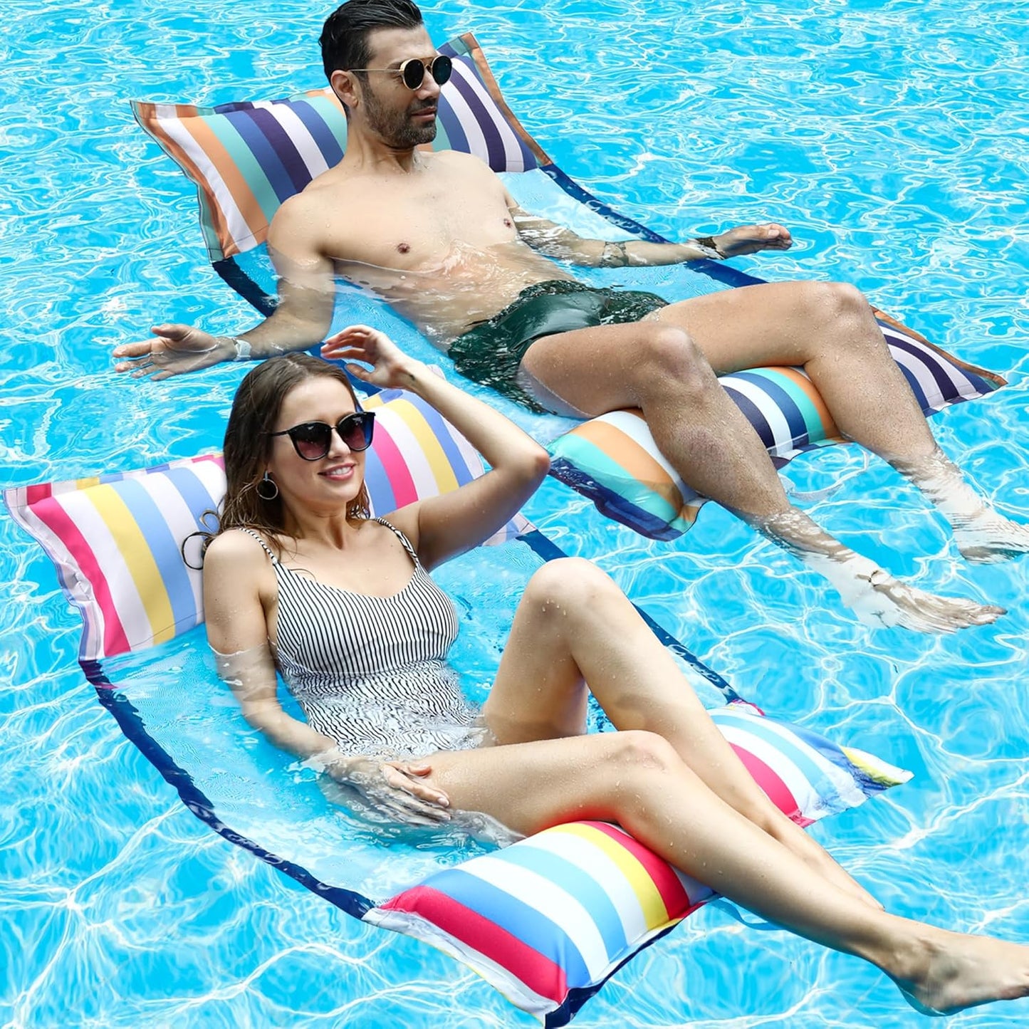 XL 2Pack Inflatable Water Hammocks - Ultimate Pool Comfort!