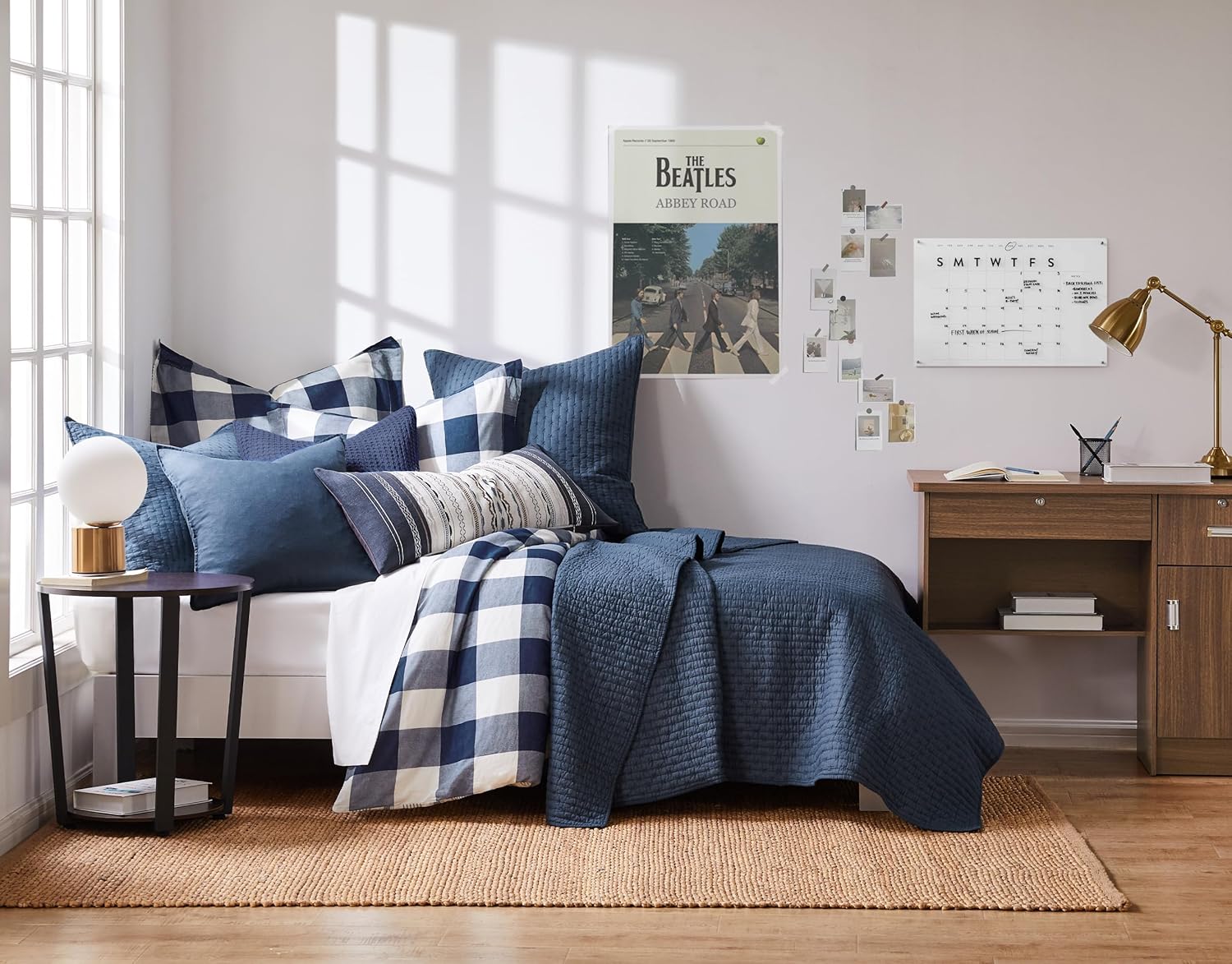 Levtex Home Cross Stitch Twin XL Quilt Set - Navy Cotton Bedding