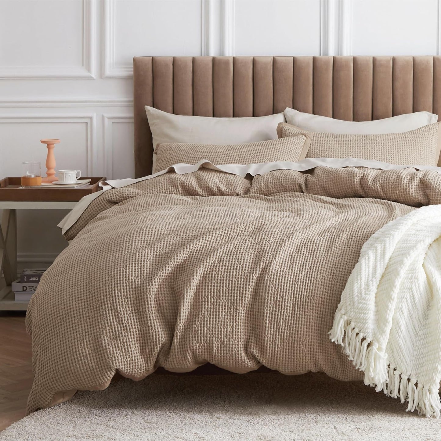 Bedsure Cotton Duvet Cover Set - Soft Khaki Queen Bedding