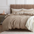 Bedsure Cotton Waffle Duvet Cover Twin - Soft Breathable Tan