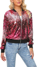 Sequin Open Front Zipper Jacket for Women - Long Sleeve Party Coat