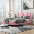 Upholstered Platform Full Size Bed Frame with Wingback Headboard