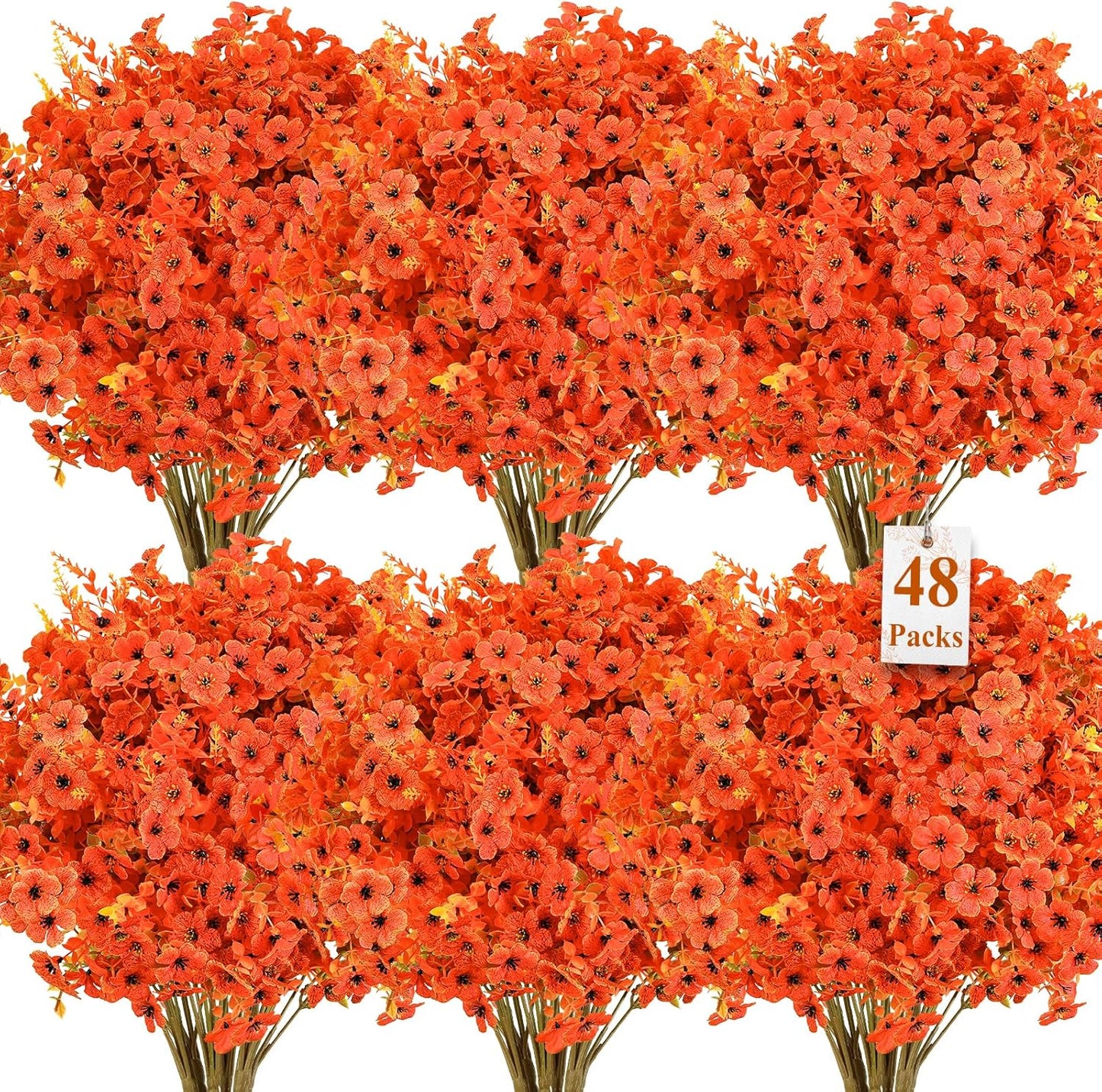 48 Bundles Artificial Fall Flowers for Outdoor Decoration