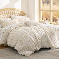 Bedsure King Size Comforter Set - Beige Tufted Boho Comfort