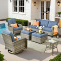 Denim Blue 6-Piece Patio Furniture Set - Deep Seat Wicker