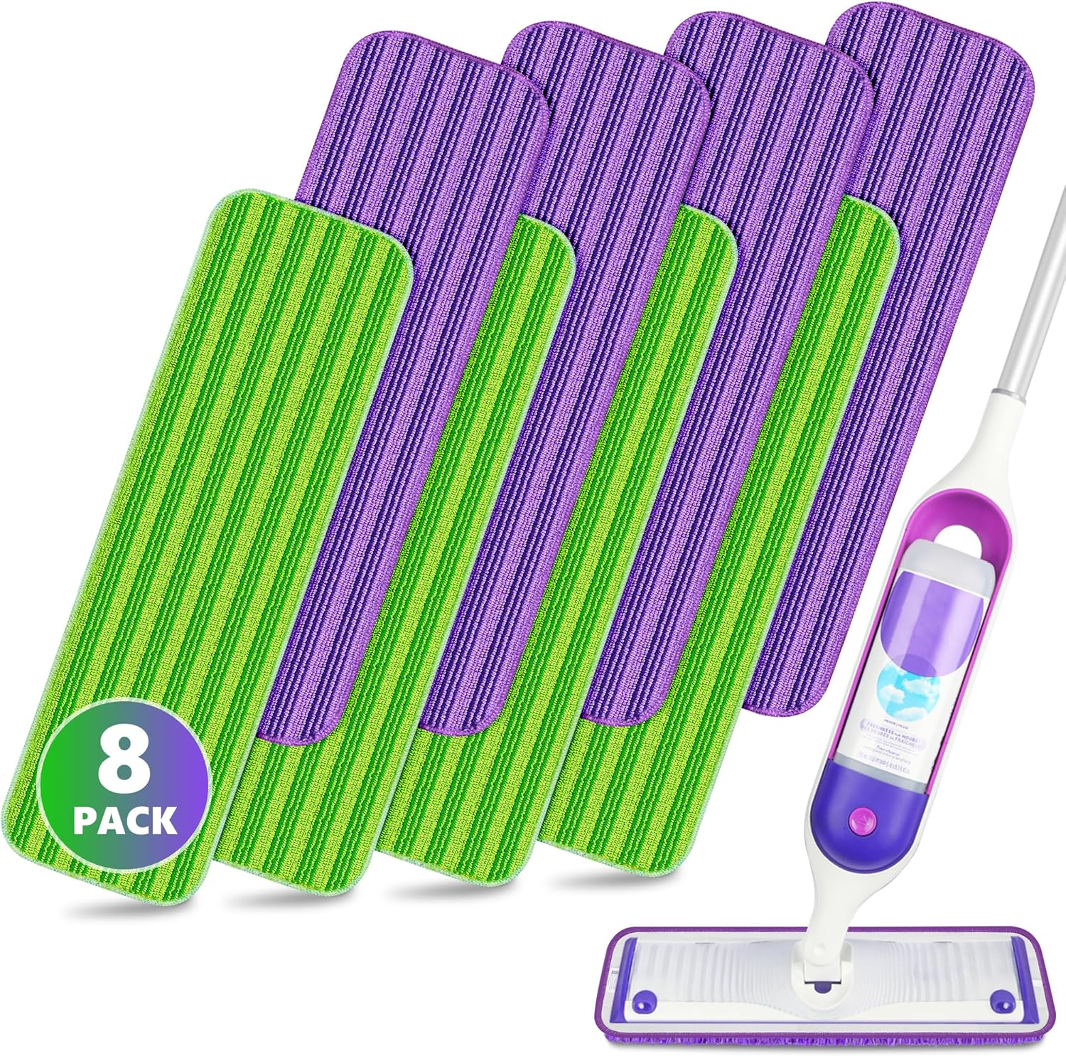 SEVENMAX 15 Microfiber Power Mop Refills x8 - Reusable Pads for Effortless Cleaning
