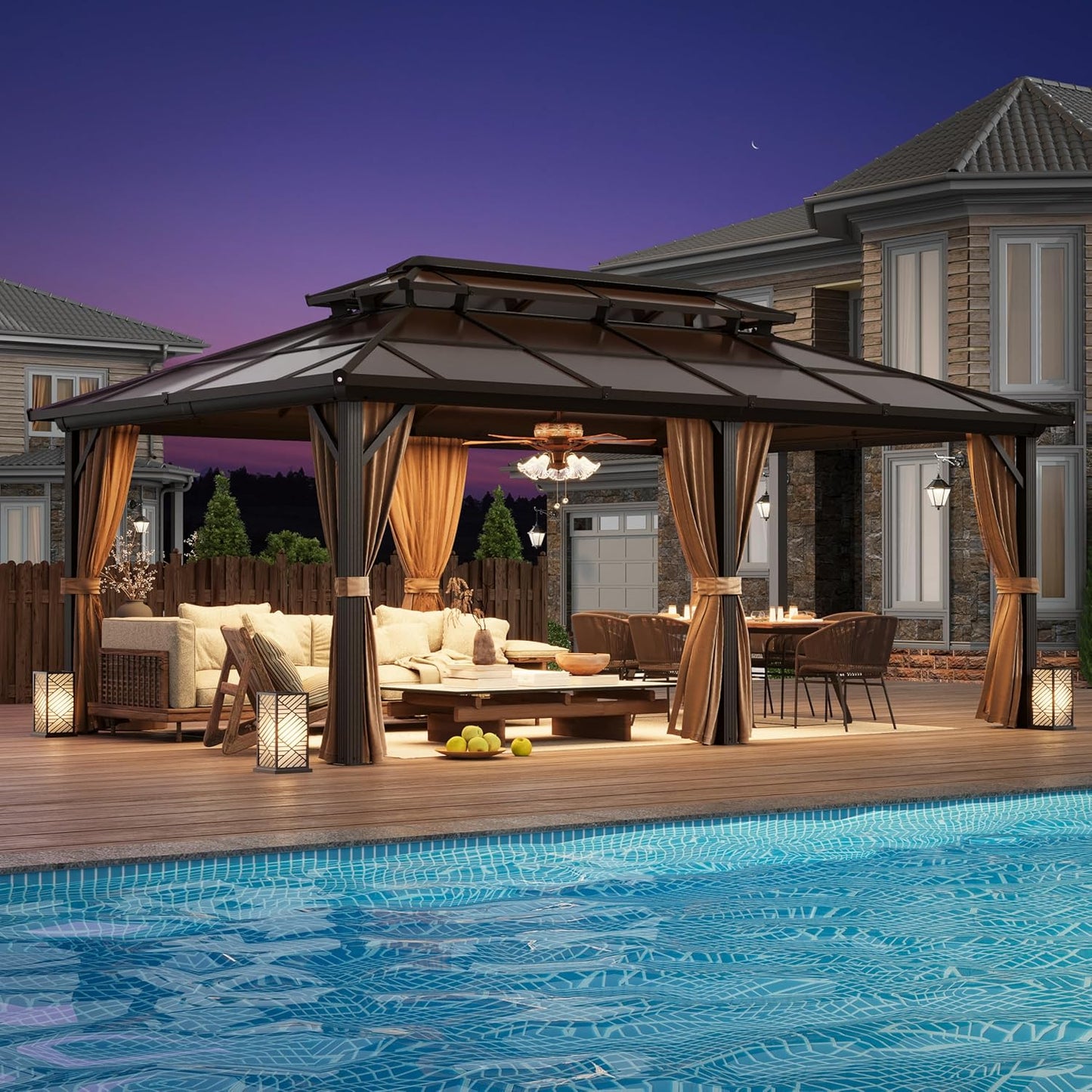 YOLENY 12ftx20ft Hardtop Gazebo for Outdoor Relaxation and Shade